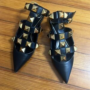 Valentino Roman Stud leather point-toe flats